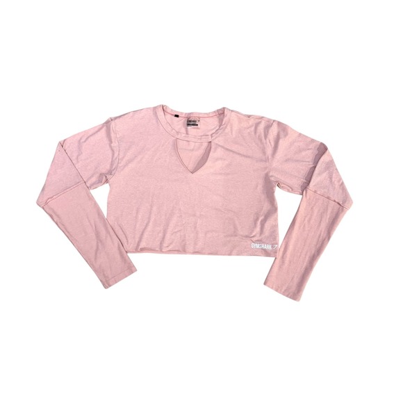 Gymshark Pink Cutout Long Sleeve Cropped Athletic Top Women Size S - Picture 1 of 2
